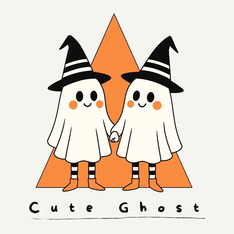 Cute Ghosts with Witch Hat Duo
