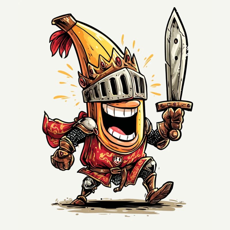 Chevalier comique avec épée et casque