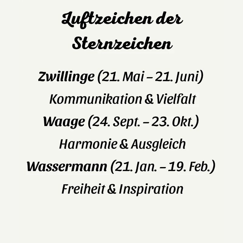 Luftzeichen der Sternzeichen