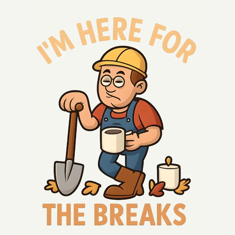 I'm Here For The Breaks – Funny Construction Worker