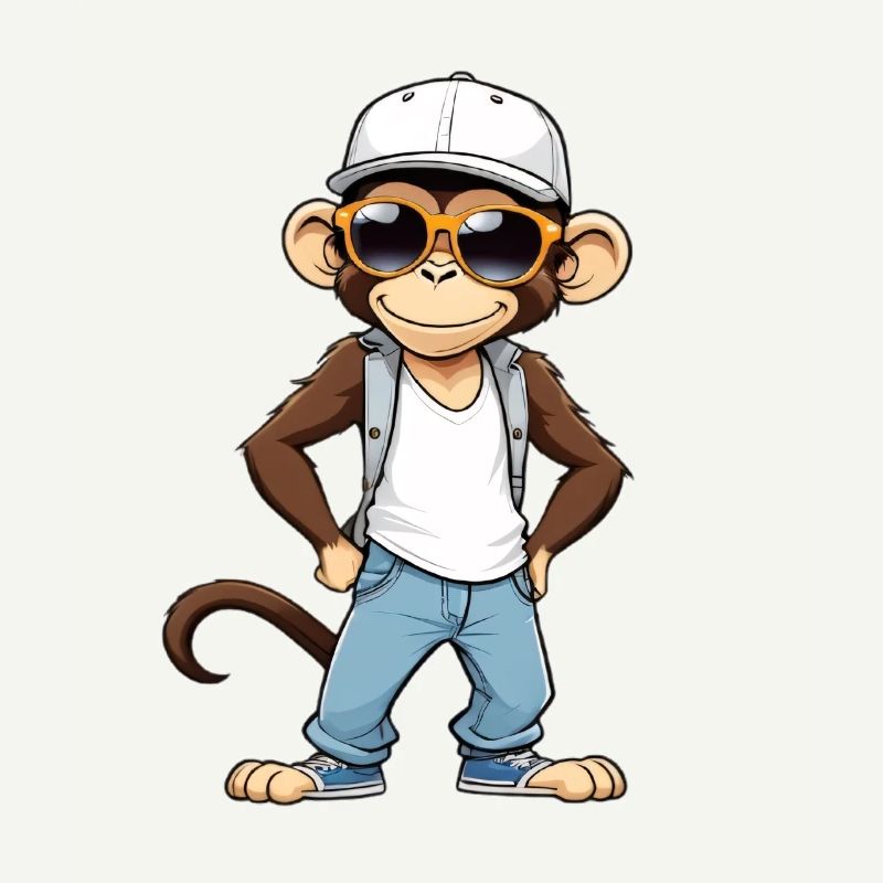 Cool monkey with sunglasses and cap