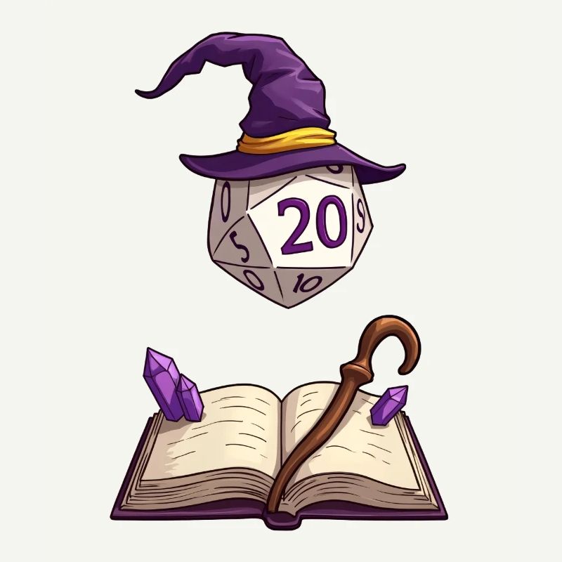 Floating D20 with Magic Hat – Fantasy Dice