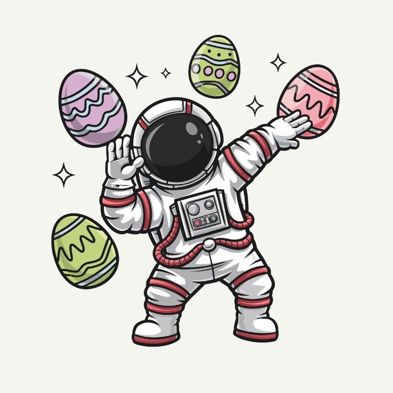 Astronaut Easter Egg Dance in Space