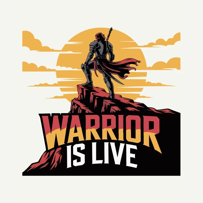 Warrior On Cliff Sunset