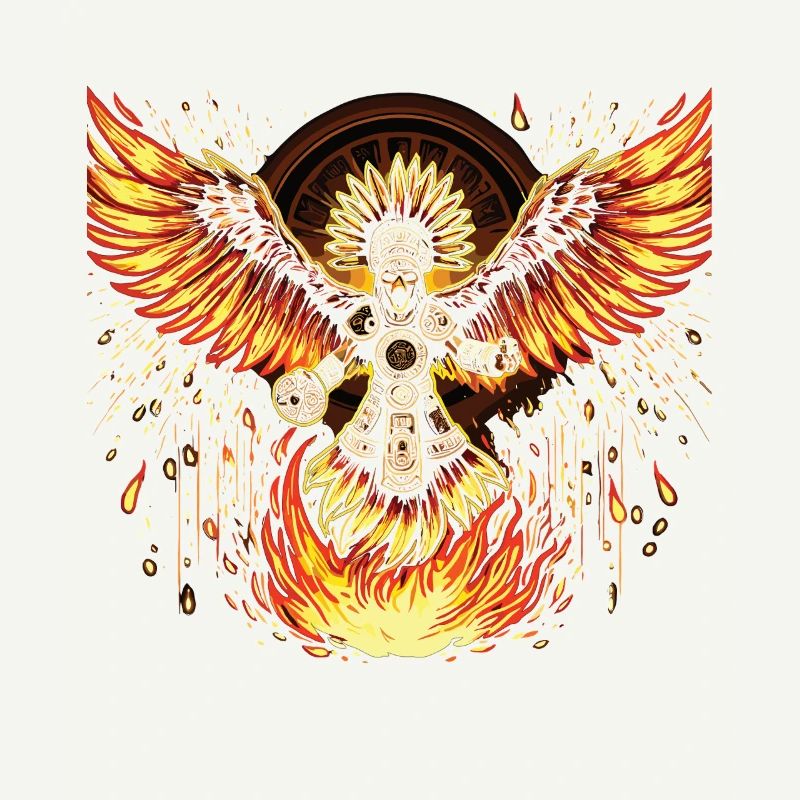 Phoenix Warrior with Flame Wings Aztecs