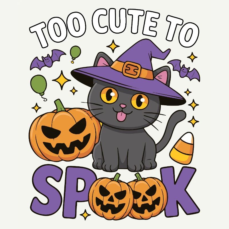 Trop mignon pour être effrayé - Chat sorcière mignon