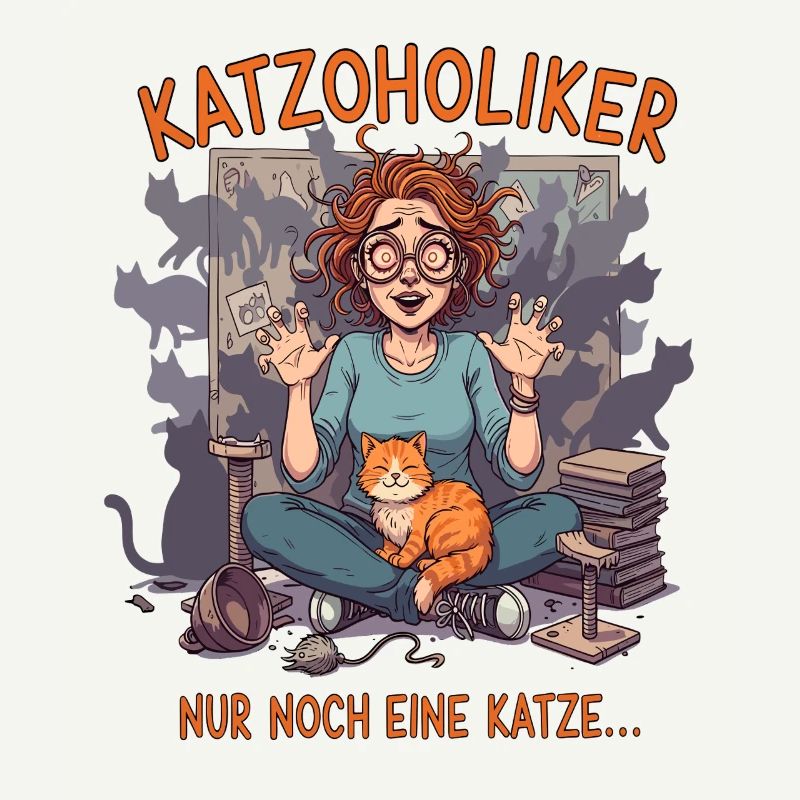 Katzoholiker Nur noch eine Katze - Lustiger Spruch