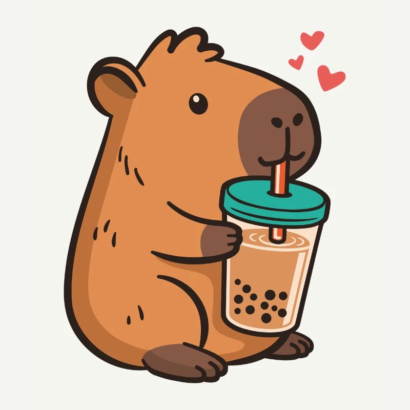 Capybara Bubble Tea Kawaii Boba Tea Milk Tea