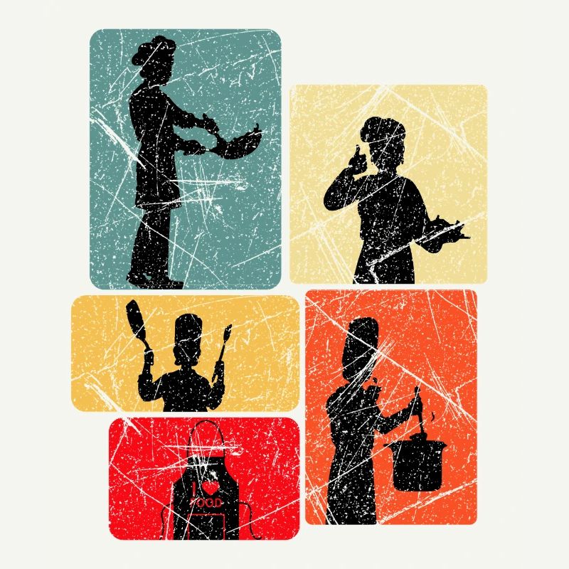 Kitchen Heroes Silhouettes Pattern