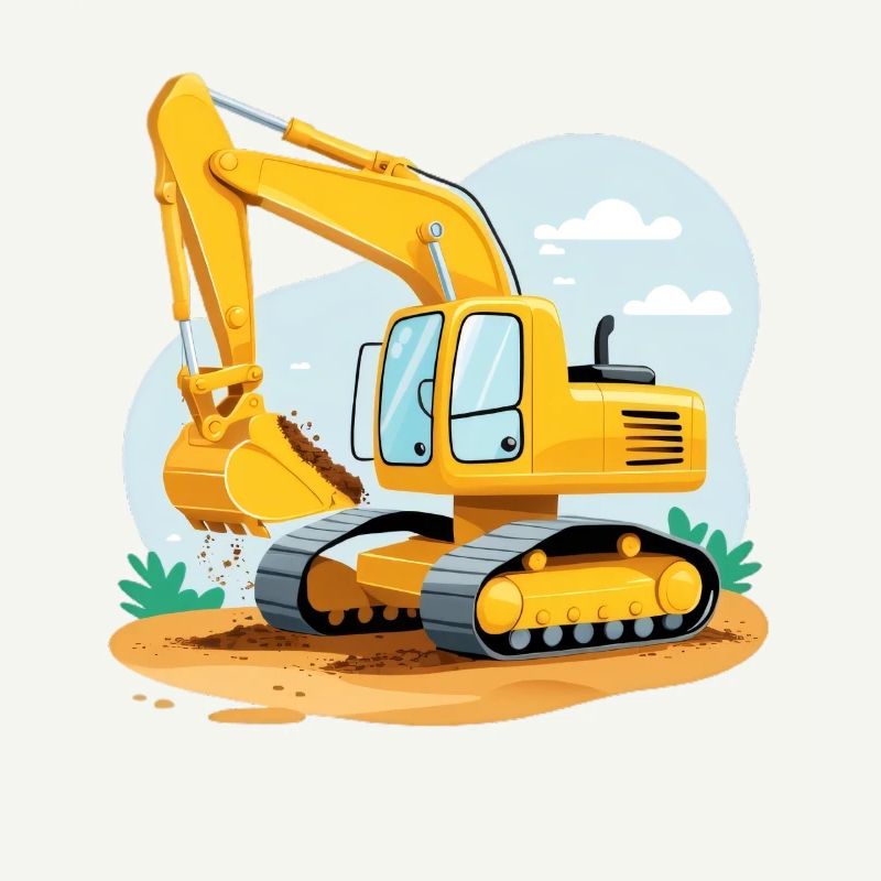 Small excavator on construction site