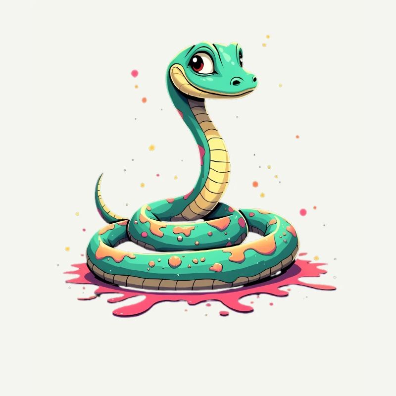Serpent sarcelle avec des éclaboussures de peinture
