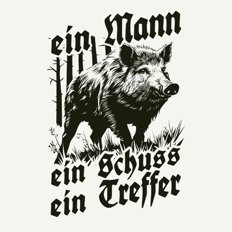 Ein Mann ein Schuss ein Treffer Wildschwein Jagd
