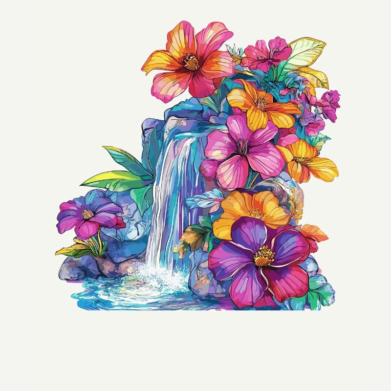 Cascade de fleurs à la cascade