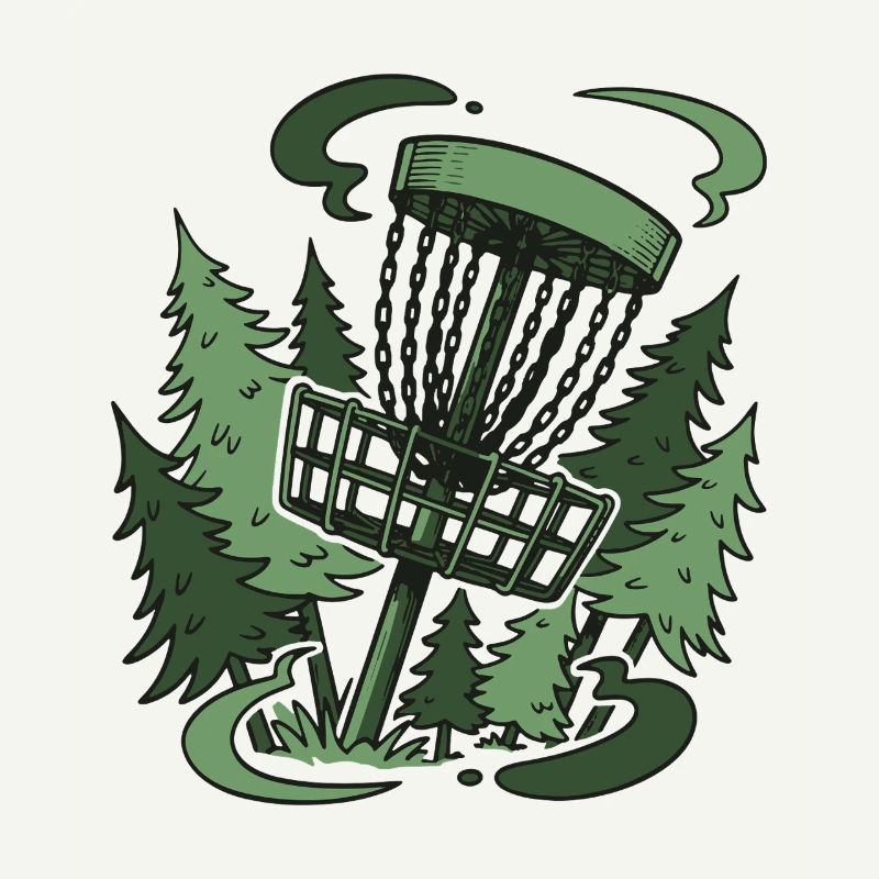Panier de disc golf dans la forêt Scène drôle de disc golf