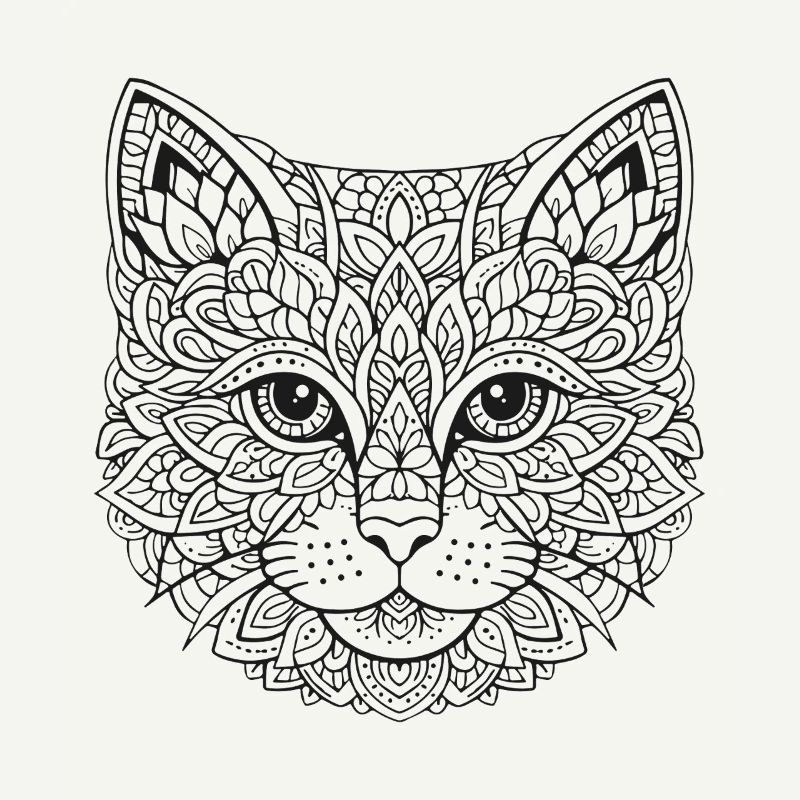 Visage de chat de Mandala