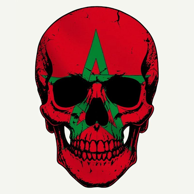 Moroccan Skull - Crâne avec le drapeau du Maroc
