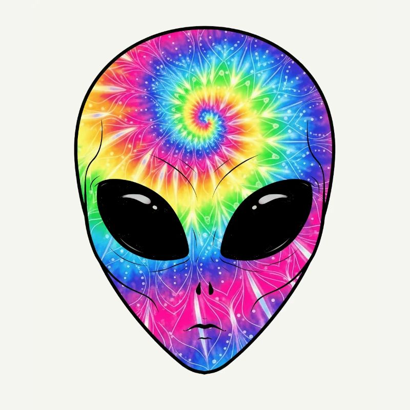 Psychedelic TieDye Alien Face