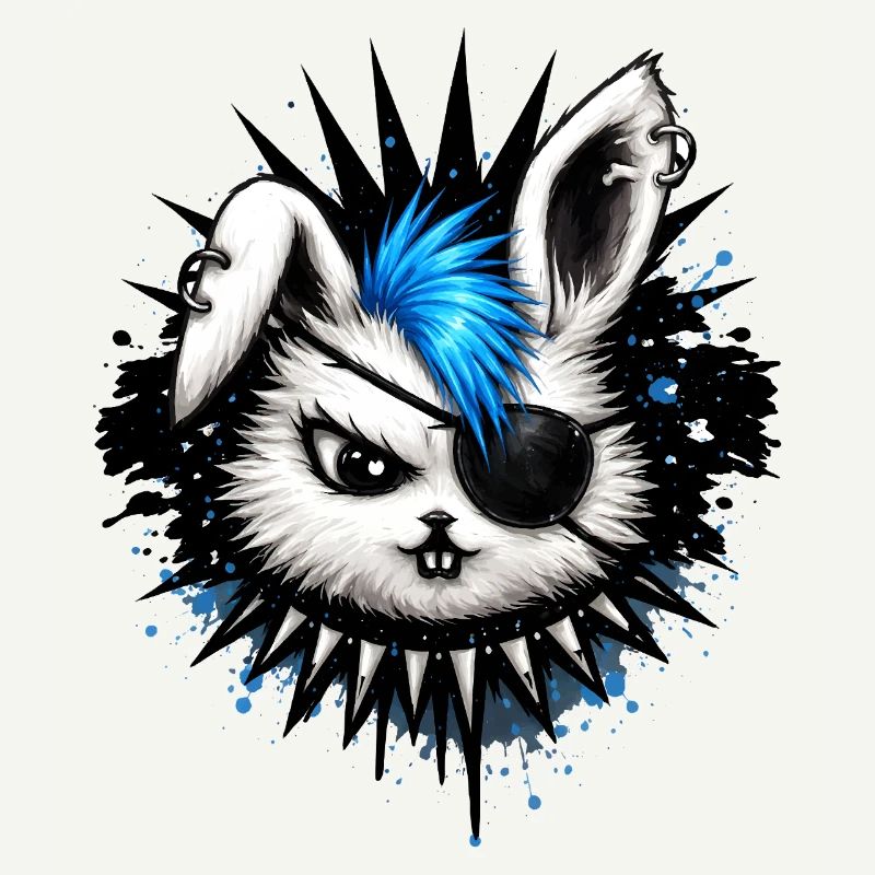 Lapin punk avec crête et cache-œil
