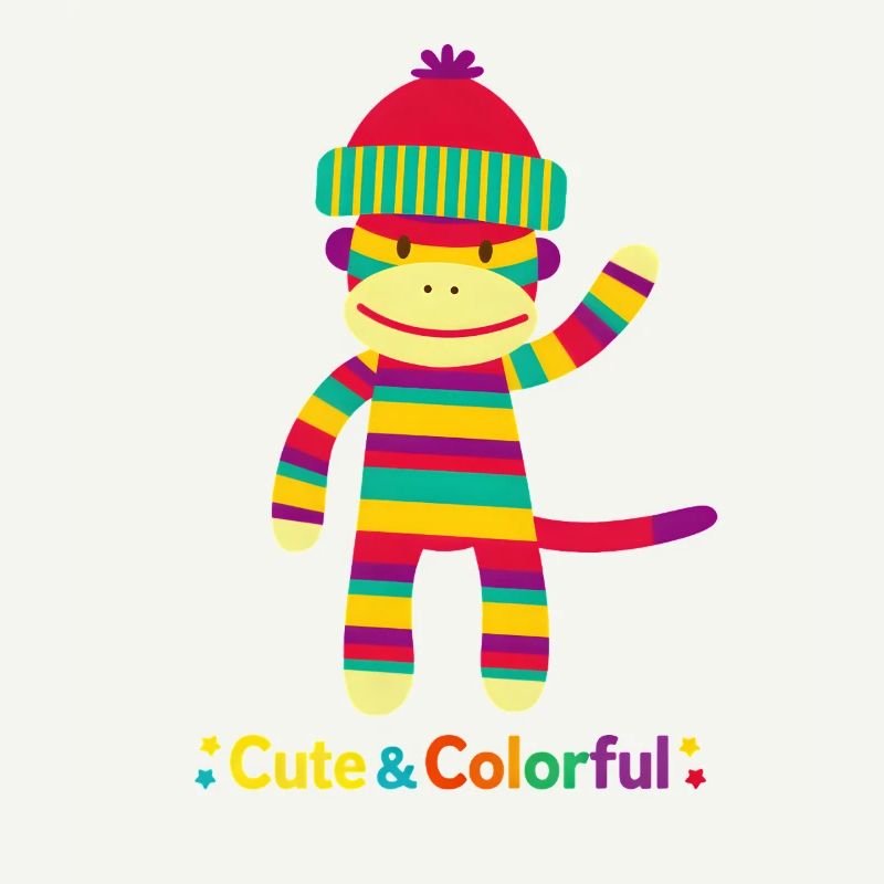 Singe rayé coloré : design mignon et coloré
