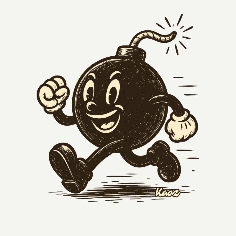 Running cartoon bombshell