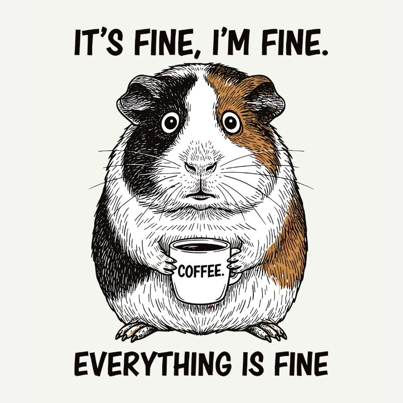 C’est bon, je vais bien café, cochon d’Inde.