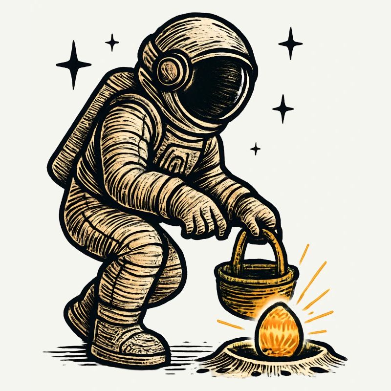 Astronaut collects easter egg