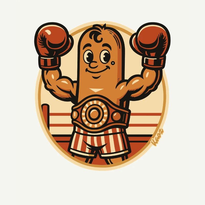 Boxende Boxer Wurst Figur mit Boxhandschuhen