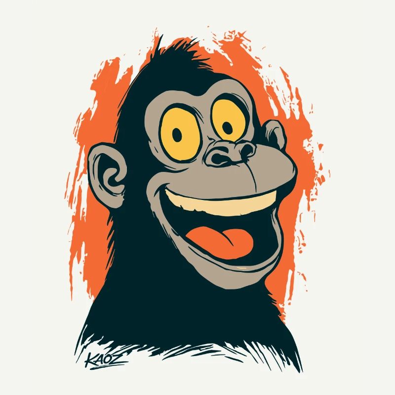 Comic monkey head with yellow look