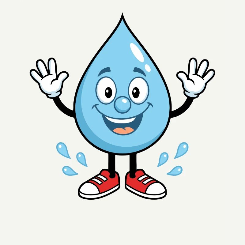 Drop d’eau heureuse avec des baskets