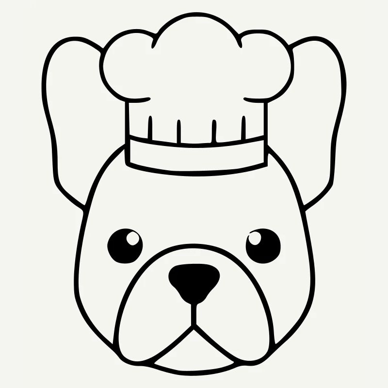 Frenchie Chef's Hat Head Outline