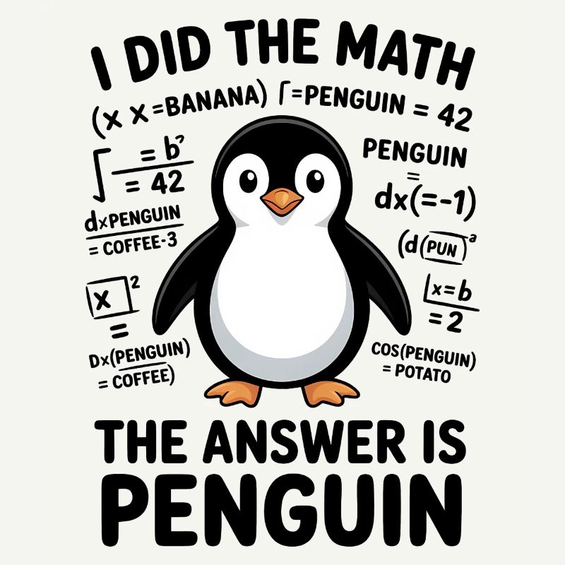Math Sayings Penguin Funny Math Gift