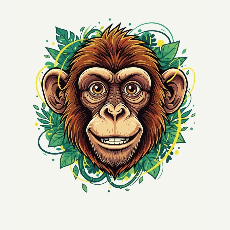 Tropical Monkey Head with Leaf Wreath