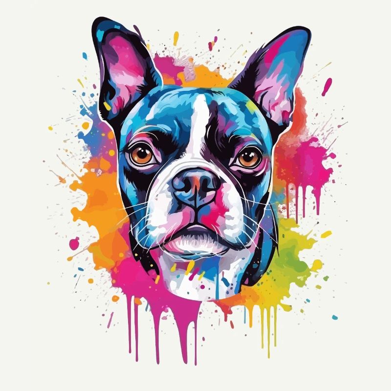 Art coloré de chien Boston Terrier éclaboussuré