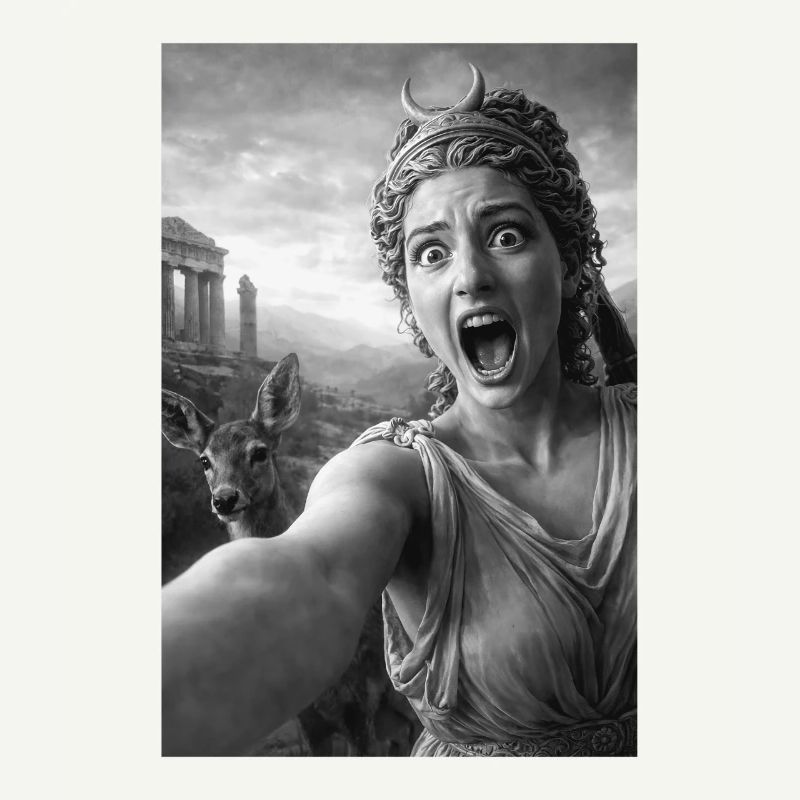 Artemis-Selfie mit einem Hirsch