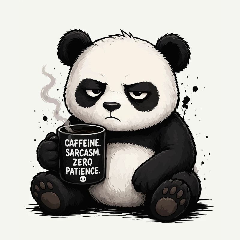 Kaffeepanda mit Sarkasmus