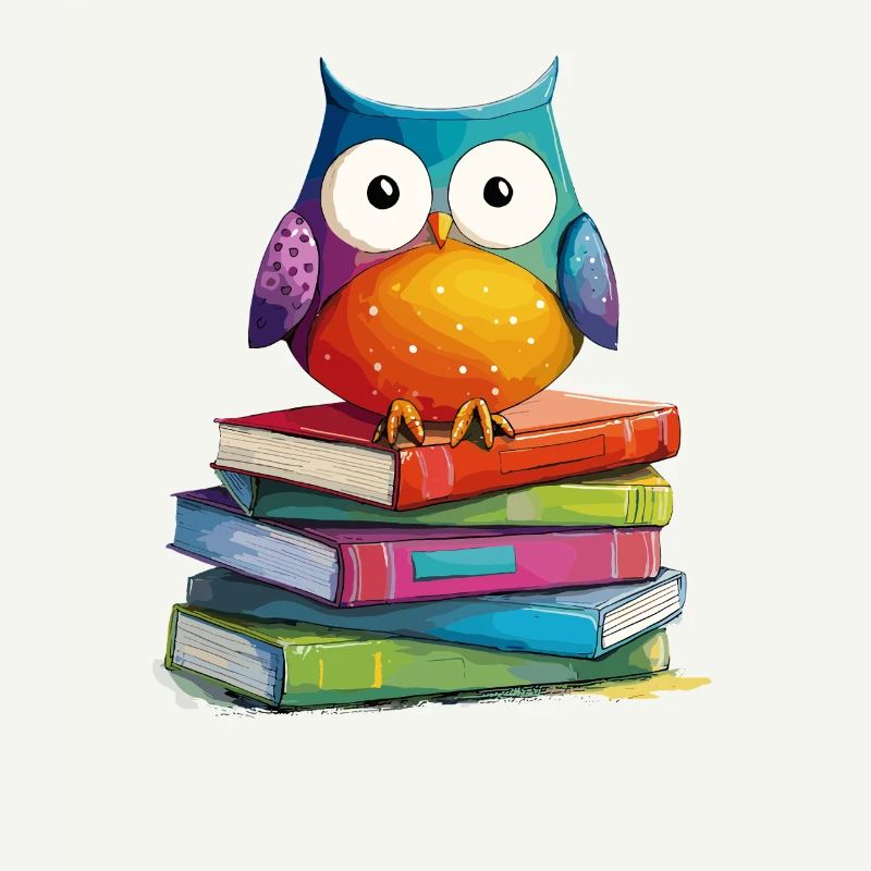 Bücherstapel Eule