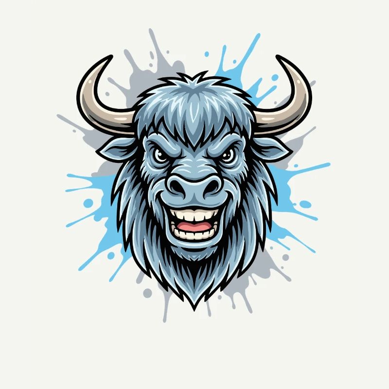 Blauer Bison Kopf Spritzer