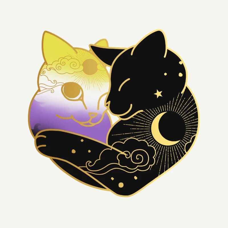 Nonbinary Cat Celestial Heart LGBT Pride Flag