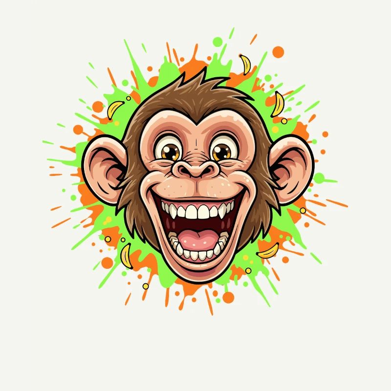 Lachender Affe Neon Splash