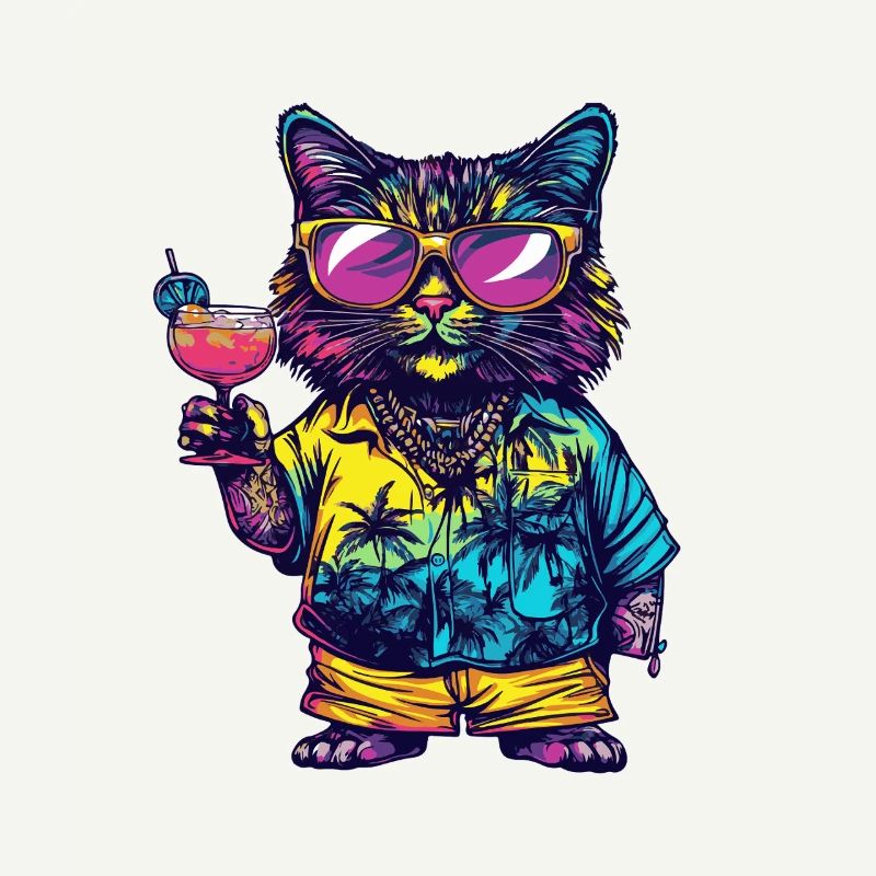 Katze Comic Sommer