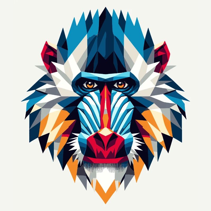 Bunter,geometrischer Mandrill Affe-Polygonen Motiv