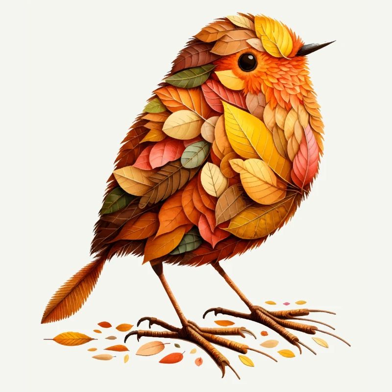 Un oiseau, conçu à partir de différentes feuilles
