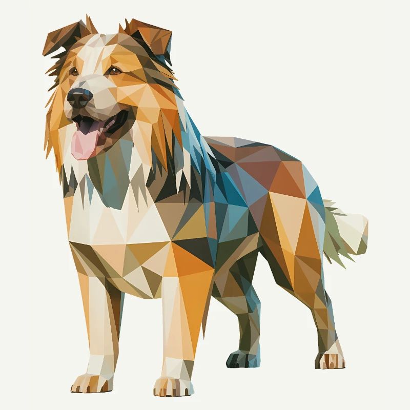 Australian Shepherd - Cool Low Poly  Logo