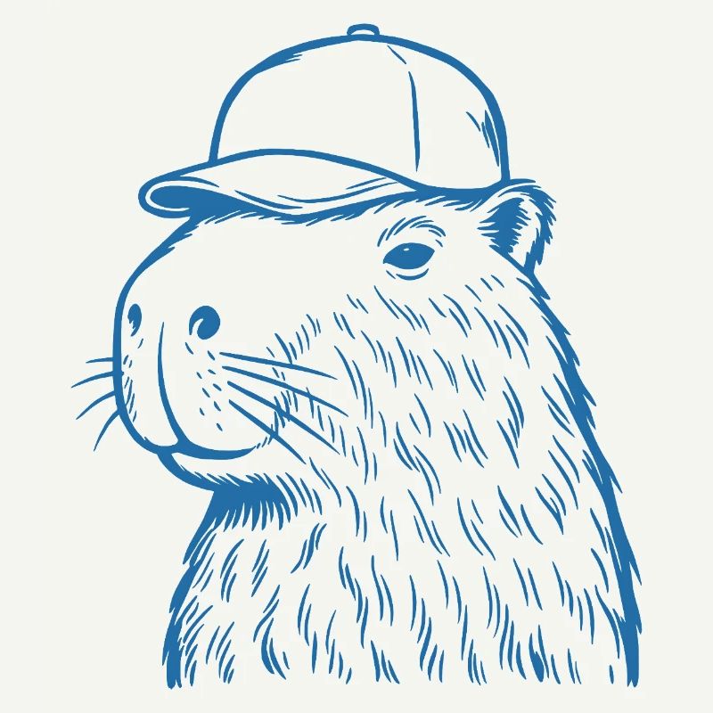 Capybara mit Baseballkappe