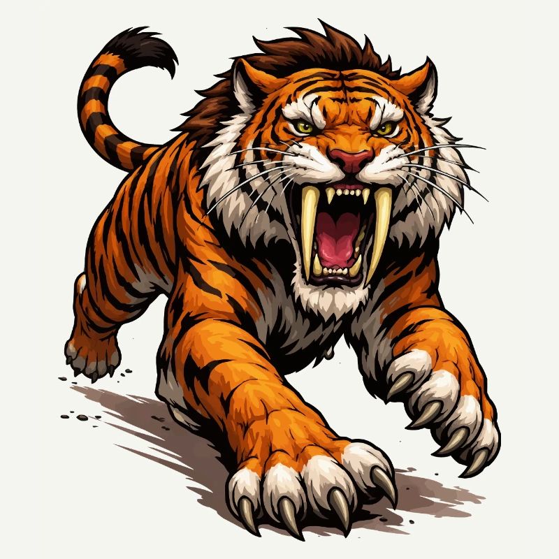 Comic Tiger Attack