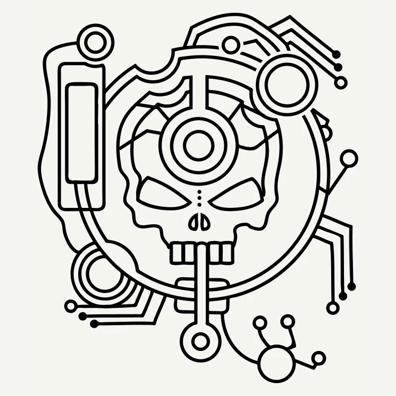 Crâne de mort cyber Skull comme circuit