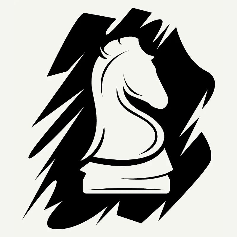 Icône d’illustration de cheval de brosse de logo d’échecs