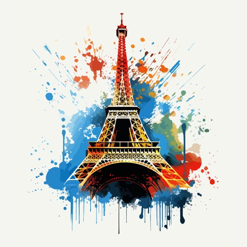 Paris Eiffelturm Skyline Frankreich Splash Bunt