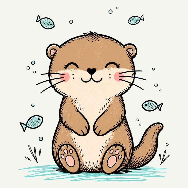 Fröhlicher Doodle-Otter
