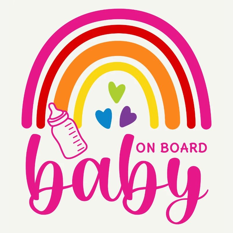 Boho Rainbow Hearts Biberon Bébé à bord